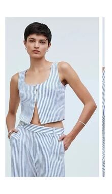 NEW Madewell Scoopneck Crop Tank in 100% Linen Size 10